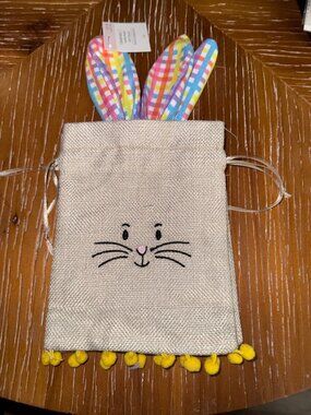 Celebrate It Easter Bunny Gift Bags With Ears & Yellow Pom-Poms - 2 Pc Set